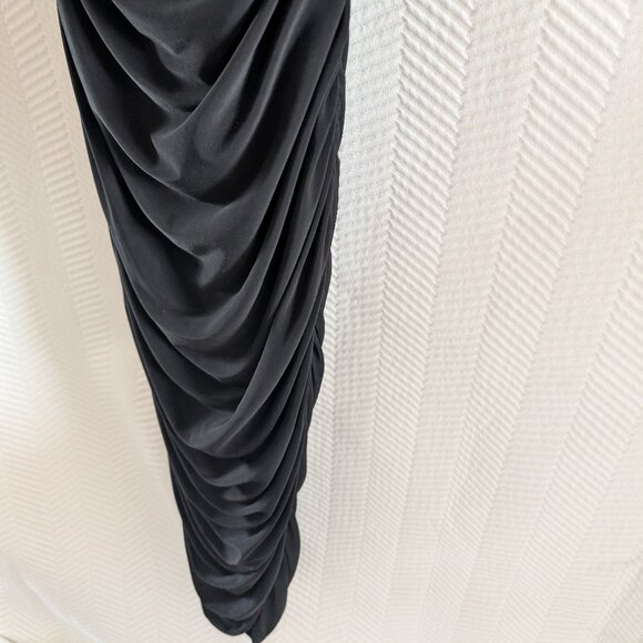 Guess Black Ruched Midi Dress Slinky, Adjustable Straps Size Small Cocktail - Picture 4 of 6